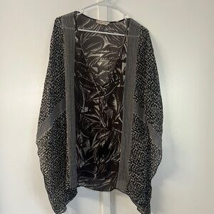 Tory Burch Black and Gray Patterned Kimono